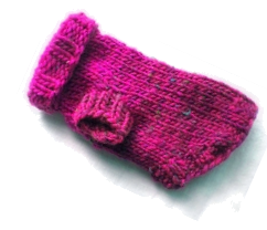 a hand knitted small pet sweater